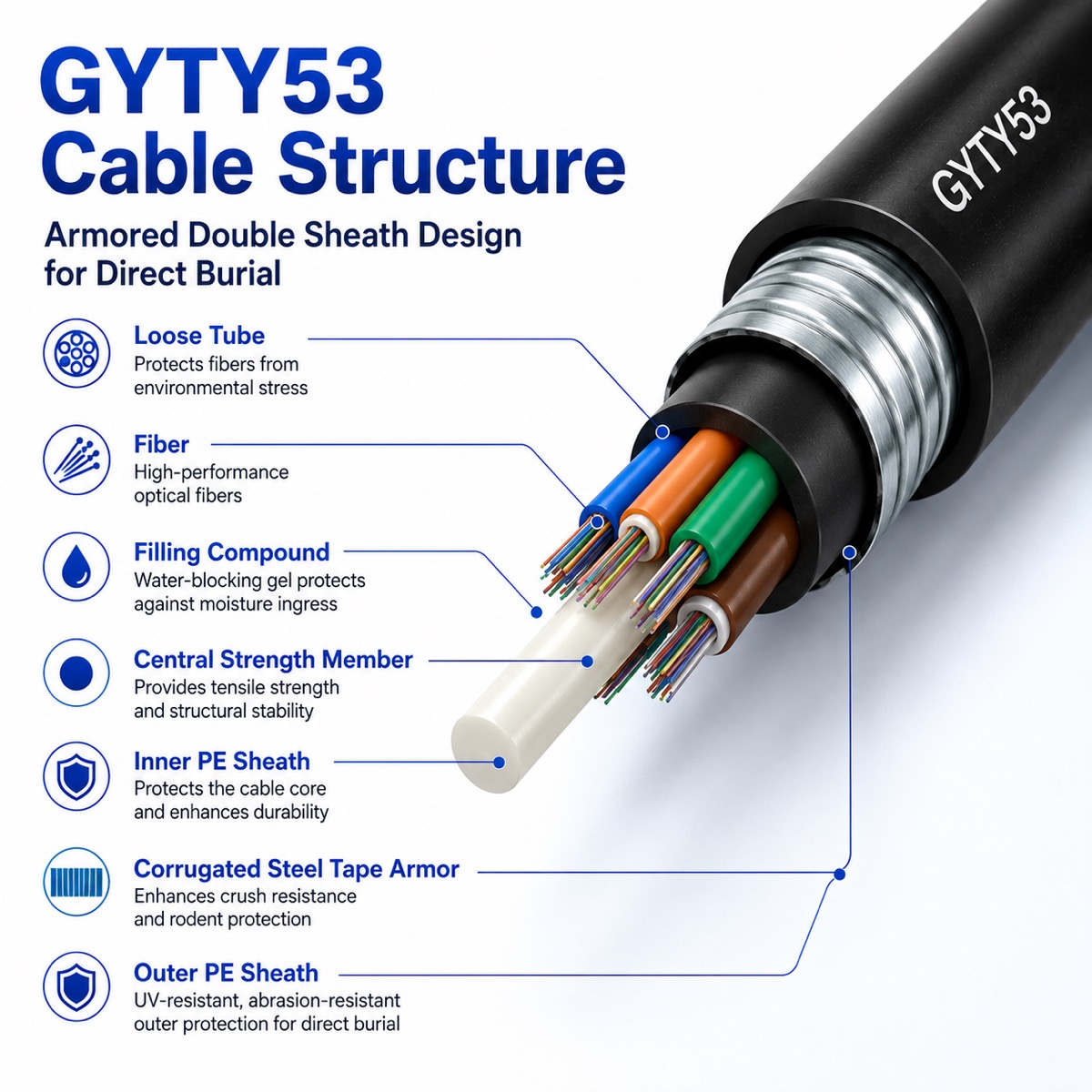 Direct buried cable cross section